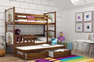 Detské poschodové postele s prístelkou Petra 7 180x80